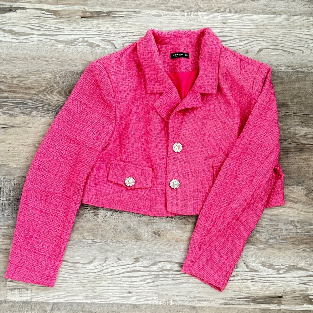 SHEIN Pink Cropped Blazer